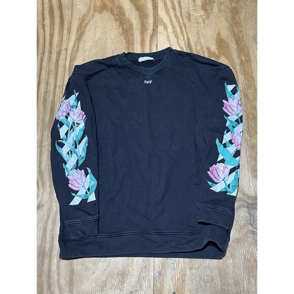 Off-White Arrows & Tulips Washed Cotton Sweatshirt Women S Black VIRGIL @GQ Knit - Picture 6 of 12